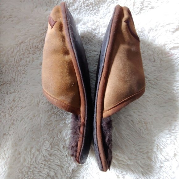 UGG SCUFF LOGO CHESTNUT ESPRESSO SUEDE SHEEPSKIN SLIP-ON SLIPPERS SIZE 9.5 - Picture 7 of 10